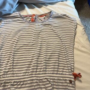 Matilda Jane Gray and White Striped Romper